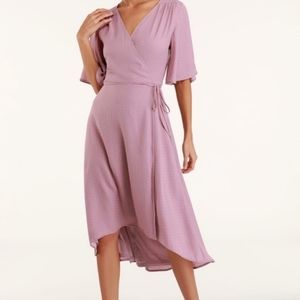 Pink Mauve Lulus Wrap Dress with Triangle Print